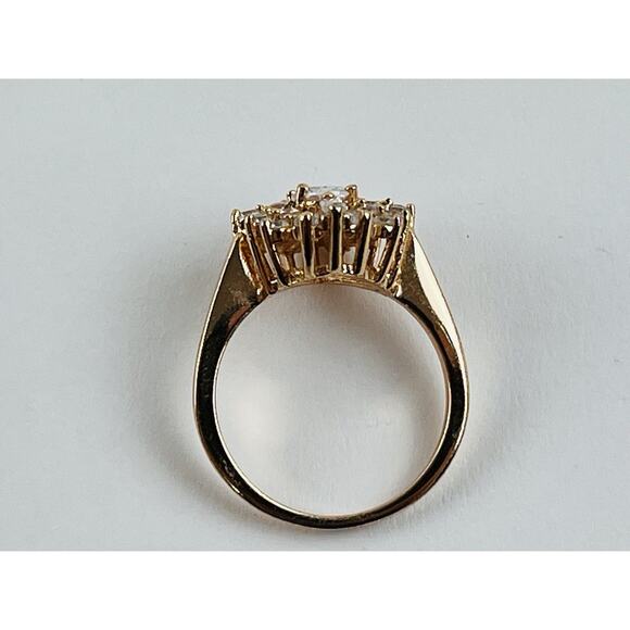 Cluster Waterfall Ring Size 9 w/ Clear Rhinestones Rose Gold tone Costume Faux - Picture 5 of 16